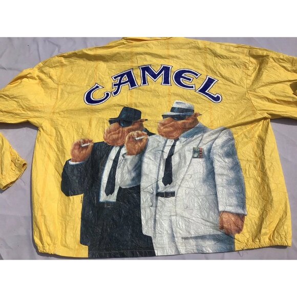 Zip-Up Other - Vtg 90s Joe Camel Cigarettes Zip Advertising Jacket Yellow Promo Cigarettes L XL